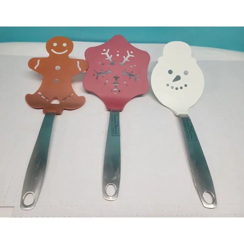 WIlliams Sonoma Snowflake Snowman Gingerbread Man Amco Spatulas Holiday Set of 3